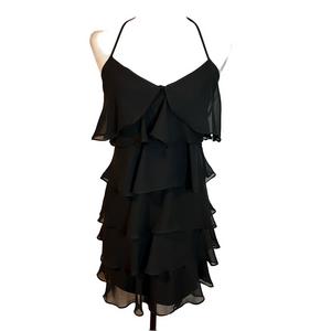 Urban Behaviour Women’s Halter Black Ruffle Dress Medium Flowy Bodycon Y2K